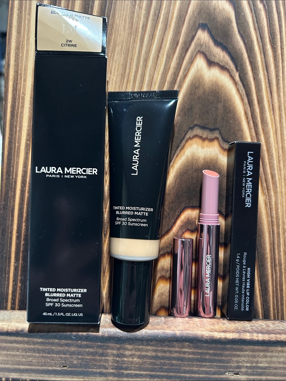 Laura Mercier Tinted Moisturizer Blurred Matte + Pink Lipstick Duo - 2W Citrine